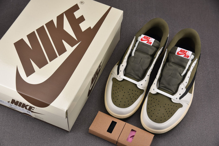 travis scott x air jordan 1 low og “medium olive” dm7866-200
