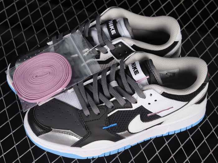 nike dunk low scrap black neutral grey university blue white dn5381-001